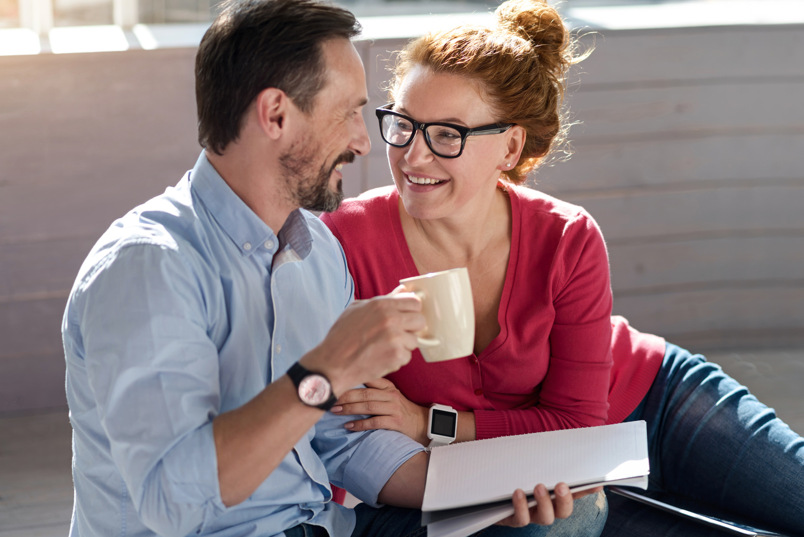 Happy middle-aged couple at home
